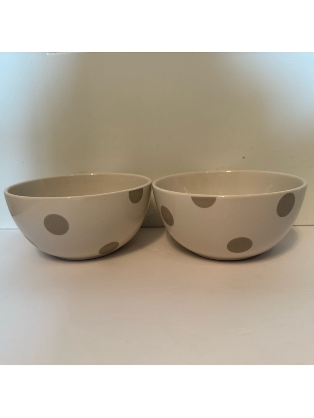 Kate Spade Lenox Deco White Gray Dot Cereal/Soup Bowl Pair Porcelain Home dining